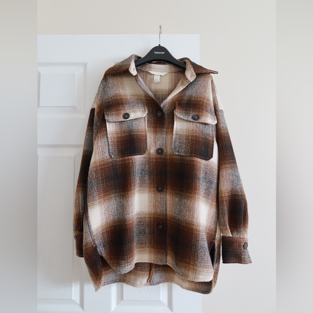 H&M Brown Plaid Shacket